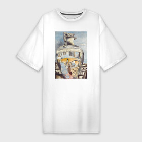Платье-футболка хлопок с принтом Souvenir of Florence в Екатеринбурге,  |  | абстракция | ваза | винтаж | геометрия | картина | классика | минимализм | отражение | синий | треугольник | экспрессионизм