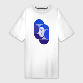 Платье-футболка хлопок с принтом Key Blue в Екатеринбурге,  |  | абстракция | винтаж | геометрия | культура | минимализм | паттерн | синий | текстура