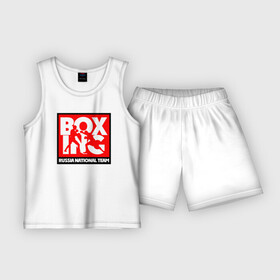 Детская пижама с шортами хлопок с принтом Boxing team russia в Екатеринбурге,  |  | boxer | boxing | mma | national team | russia | бокс | боксер