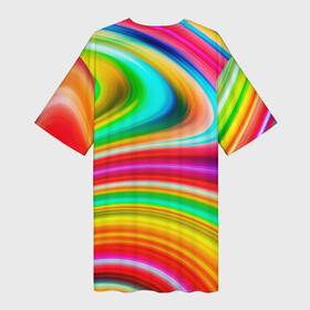 Платье-футболка 3D с принтом Rainbow colors в Екатеринбурге,  |  | blue | bright | color | green | orange | pastel | pattern | pink | purple | rainbow | red | summer | yellow | желтый | зеленый | красный | летний | оранжевый | пастельный | радуга | розовый | синий | узор | фиолетовый | цветной | яркий