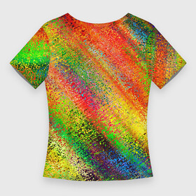 Женская футболка 3D Slim с принтом Rainbow inclusions в Екатеринбурге,  |  | abstraction | blue | color | orange | pink | rainbow | red | абстракция | красный | оранжевый | радуга | розовый | синий | цветной