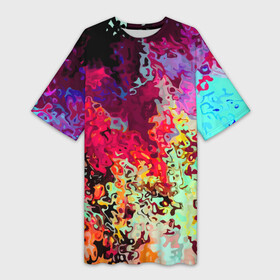 Платье-футболка 3D с принтом Летний красочный паттерн  импрессия в Екатеринбурге,  |  | abstraction | color | fashion | impression | pattern | summer | абстракция | импрессия | лето | мода | паттерн | цвет