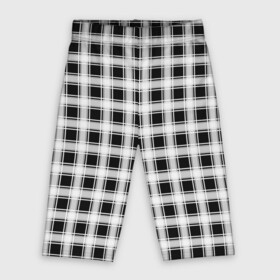 Велосипедки 3D с принтом Black and white tartan check в Екатеринбурге,  |  | black and white | tartan | клетка | клетчатый узор | узор в клетку | черно белый | шотландка