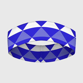 Повязка на голову 3D с принтом Бело синий геометрический узор в Екатеринбурге,  |  | белый | геометрические фигуры | геометрический узор | синий | треугольники