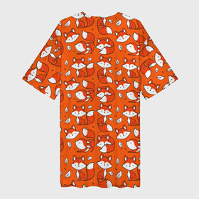 Платье-футболка 3D с принтом Red foxes в Екатеринбурге,  |  | animal | fluffy | forest | funny | ginger | leaves | nature | orange | животное | забавный | лес | листья | оранжевый | природа | пушистый | рыжий
