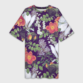 Платье-футболка 3D с принтом Оранжевые Цветы Сада в Екатеринбурге,  |  | flowers | orange | summer | букет | лето | оранжевый | природа | растение | сад | садоводство | флора | цветы