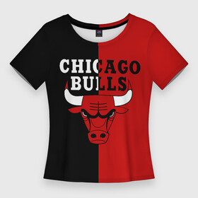 Женская футболка 3D Slim с принтом Чикаго Буллз black  red в Екатеринбурге,  |  | basketball | chicago bulls | баскетбол | быки | чикаго буллз