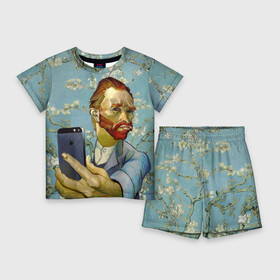 Детский костюм с шортами 3D с принтом Ван Гог Селфи  Арт Портрет в Екатеринбурге,  |  | van gogh | вангог | мем | художник | цветущие ветки миндаля