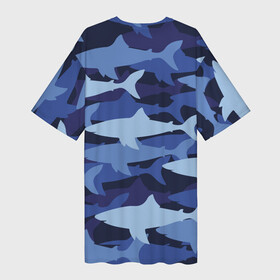 Платье-футболка 3D с принтом Акулий камуфляж  паттерн в Екатеринбурге,  |  | camouflage | fin | pattern | shark | tail | акула | камуфляж | паттерн | плавник | хвост