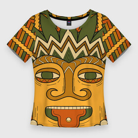 Женская футболка 3D Slim с принтом Polynesian tiki CHILLING в Екатеринбурге,  |  | Тематика изображения на принте: africa | bora bora | fiji | hawaii | island | nature | ocean | polynesia | samoa | tahiti | tiki | африка | гаваи | истукан | лето | орнамент | острова | пляж | полинезия | серфинг | тики | тропики | туризм | этнический