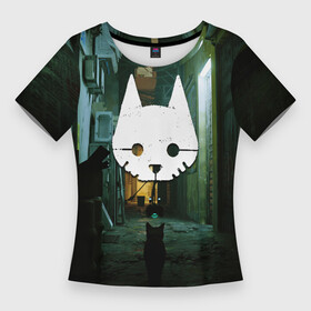Женская футболка 3D Slim с принтом Бродяга во дворе в Екатеринбурге,  |  | cat | game | games | бездомный | бродяга | игра | игры | кот | котёнок | стрей | стрэй