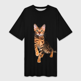 Платье-футболка 3D с принтом Бенгальский котенок в Екатеринбурге,  |  | bengal cat | бенгал | бенгальская кошка | бенгальский кот | бенгальский котенок | порода бенгал | снежный бенгал
