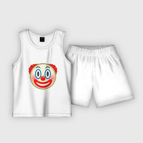 Детская пижама с шортами хлопок с принтом Эмодзи Клоун в Екатеринбурге,  |  | clown | emoji | smile | клоун | смайл | смайлик | эмоджи | эмодзи