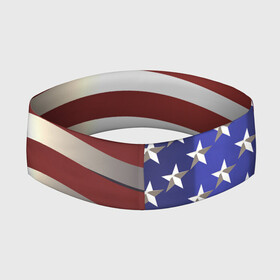 Повязка на голову 3D с принтом Американский флаг: блестящие звезды и полоски в Екатеринбурге,  |  | америка | блестящий | звезды | красный | перламутровый | полоска | синий | сша | флаг