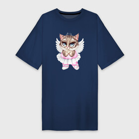 Платье-футболка хлопок с принтом кошечка  принцесса с крыльями в Екатеринбурге,  |  | котенок | кошечка | кошка | милая | с крыльями | фея