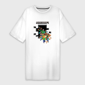 Платье-футболка хлопок с принтом Логотип Майнкрафт в Екатеринбурге,  |  | арт | игра | логотип | майнкрафт | принт