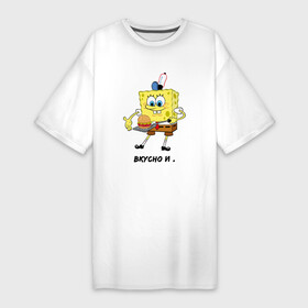 Платье-футболка хлопок с принтом Спанч Боб  вкусно и в Екатеринбурге,  |  | spongebob | губка боб | квадратные штаны | мультфильмы | спанч боб