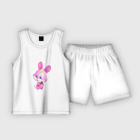 Детская пижама с шортами хлопок с принтом Hare a carrot в Екатеринбурге,  |  | animal | cute | funny | rabbit | животное | забавный | кролик | милый