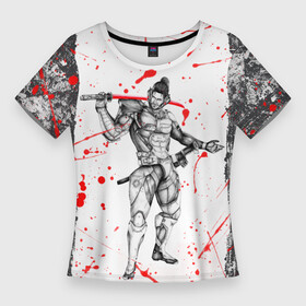 Женская футболка 3D Slim с принтом Metal gear rising blood в Екатеринбурге,  |  | metal gear rising | metalgearrising | revengeance | водомерки | киборги | метал гир | метал гир ризинг