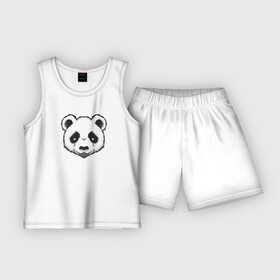 Детская пижама с шортами хлопок с принтом Голова милой панды в Екатеринбурге,  |  | голова панды | животное | медведь | милый | панда | япония | японский мишка