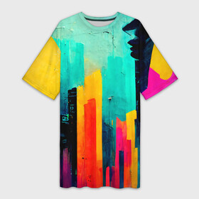 Платье-футболка 3D с принтом Уличный гранж стиль в Екатеринбурге,  |  | abstraction | art | graffiti | grunge | lines | multicoloured | paint | splashes | street | strokes | style | young | абстракция | брызги | гранж | граффити | искусство | краска | линии | молодежный | полосы | потертый | разноцветный | стиль | уличный