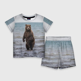 Детский костюм с шортами 3D с принтом Косолапый решил искупаться в Екатеринбурге,  |  | bear | claws | ears | lake | muzzle | ocean | paws | river | sea | когти | лапы | медведь | море | озеро | океан | река | уши