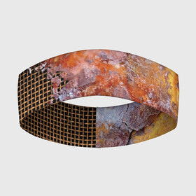 Повязка на голову 3D с принтом Ржавчина на сетке в Екатеринбурге,  |  | armor | beautiful rust | iron | metal | metal mesh | rust on the mesh | броня | железо | красивая ржавчина | металл | металлическая сетка | ржавчина на сетке