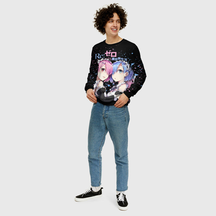 Мужской свитшот 3D Re:Zero, Рам и Рем фото