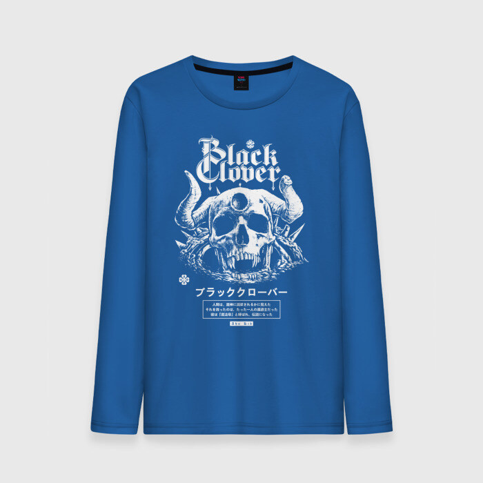 Мужской лонгслив хлопок Чёрный клевер череп демона фото