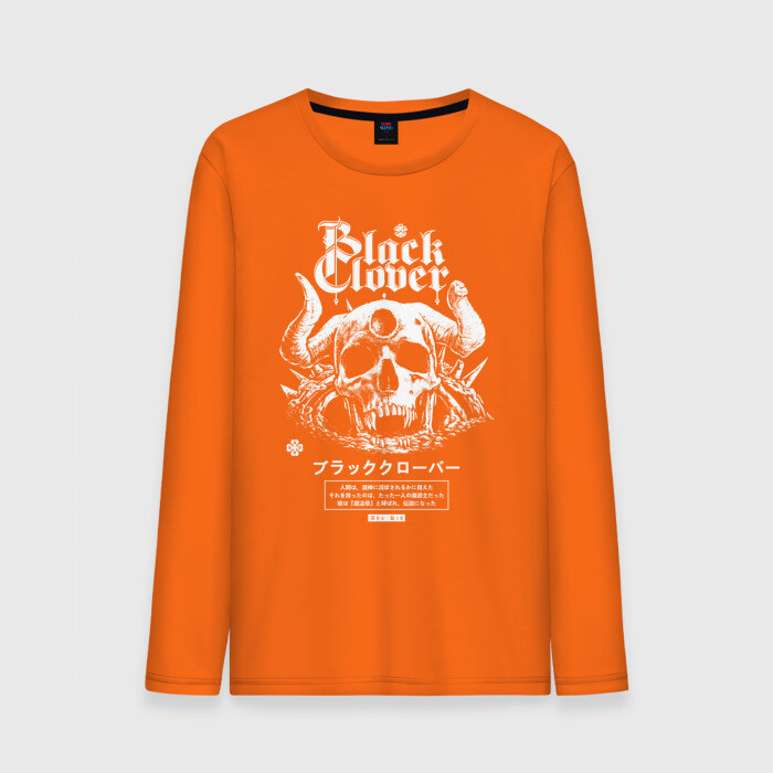 Мужской лонгслив хлопок Чёрный клевер череп демона фото
