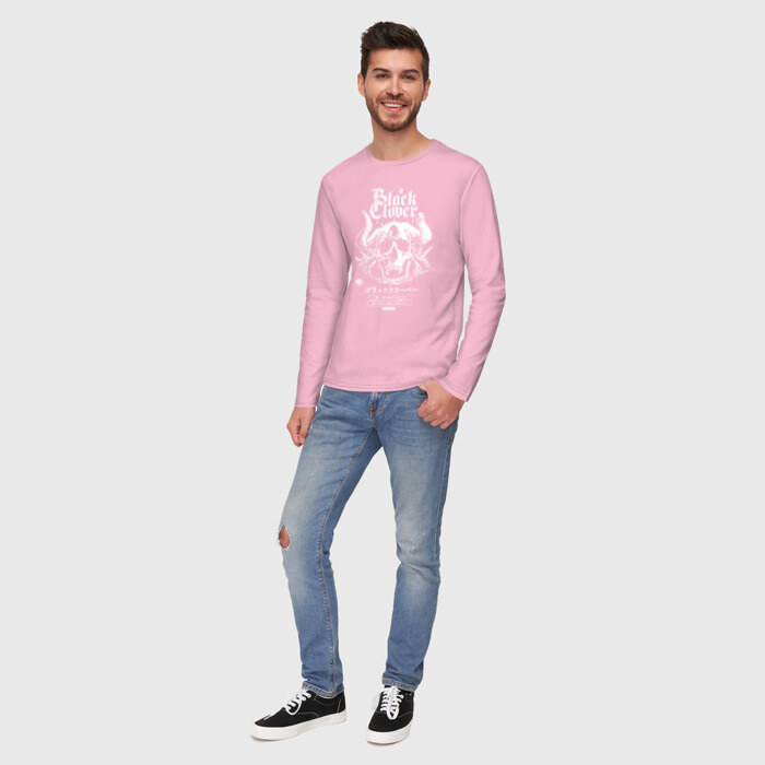 Мужской лонгслив хлопок Чёрный клевер череп демона фото